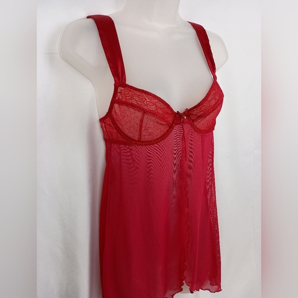 Elegant Red Lace Babydoll Lingerie (#1,382) - Picture 7 of 10